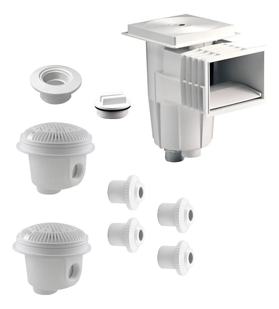 SOLO MELI - KIT DE EMPOTRABLES PARA ALBERCA CON 2 DREN FONDO DESNATADOR