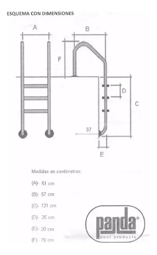 SOLO MELI SUR - ESCALERA PARA PISCINAS EN ACERO INOXIDABLE PANDA 3 PELDAÑOS