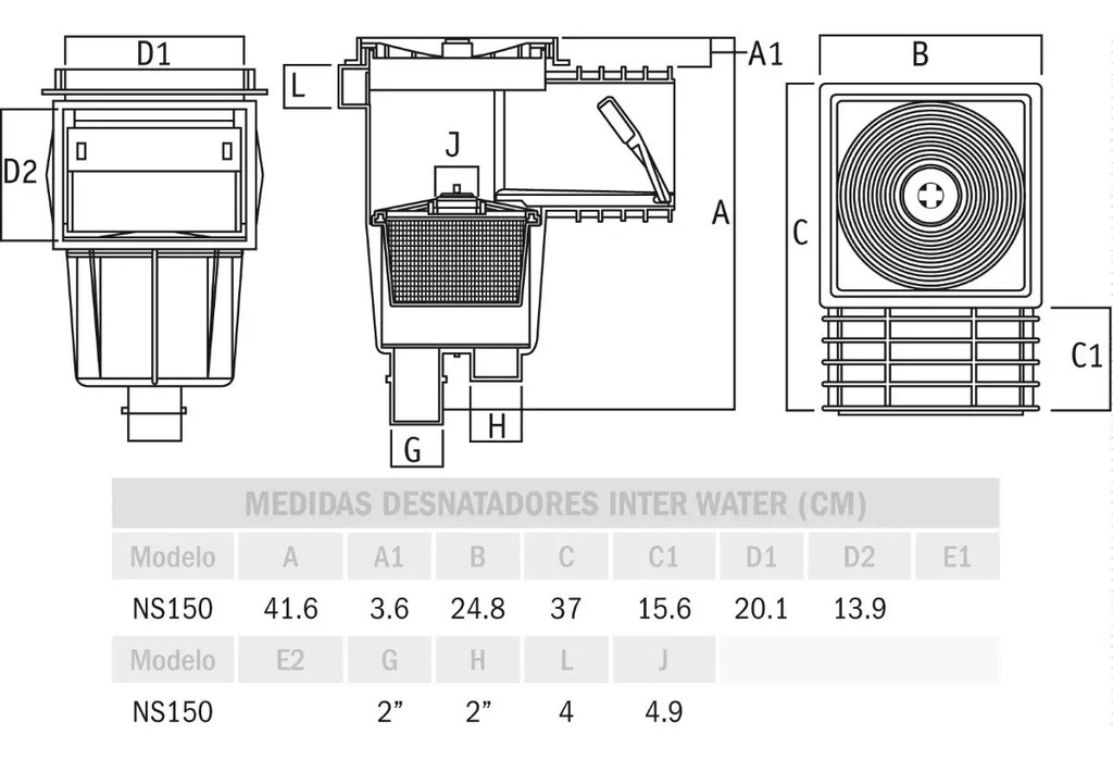 SOLO MELI SUR - DESNATADOR ESTANDAR PARA PISCINA NS150 SKIMMER