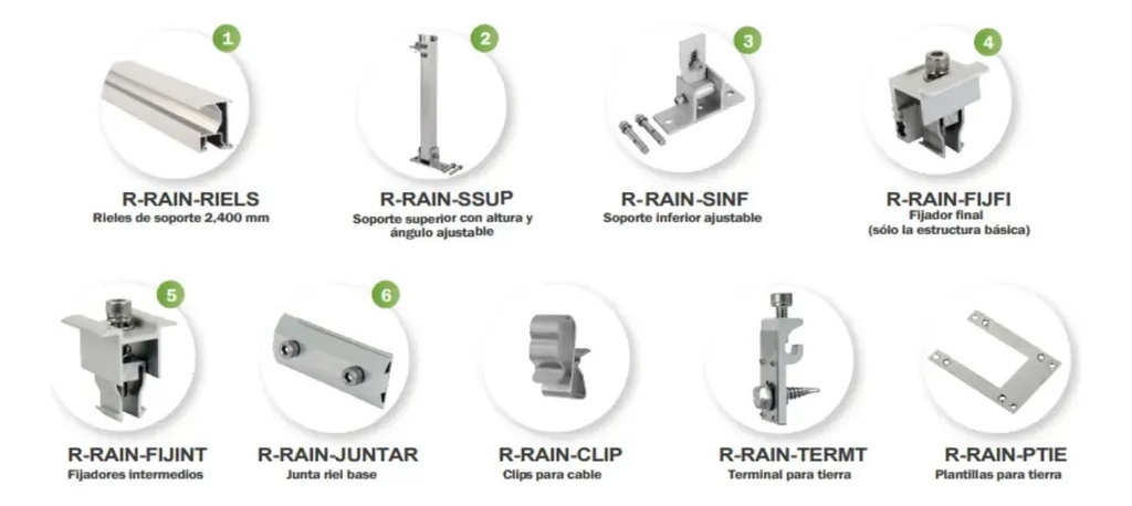 SOLO MELI PIS - SOPORTE MONTAJE ALUMINIO PARA 4 PANELES SOLARES GRIS