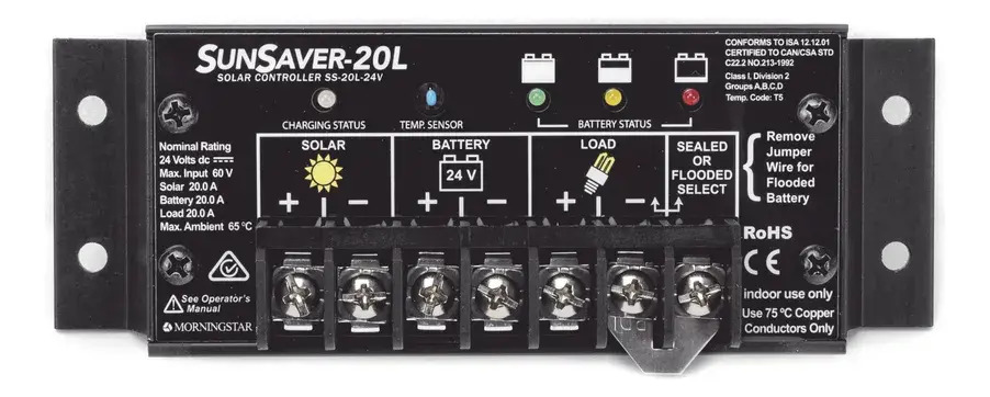SOLO MELI SUR - CONTROLADOR DE CARGA Y DESCARGA SUNSAVER, 20 A, 12 VCD