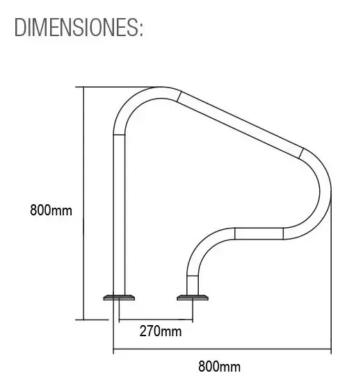 SOLO MELI PIS - PAR PASAMANOS PARA ALBERCA ACERO INOXIDABLE 304