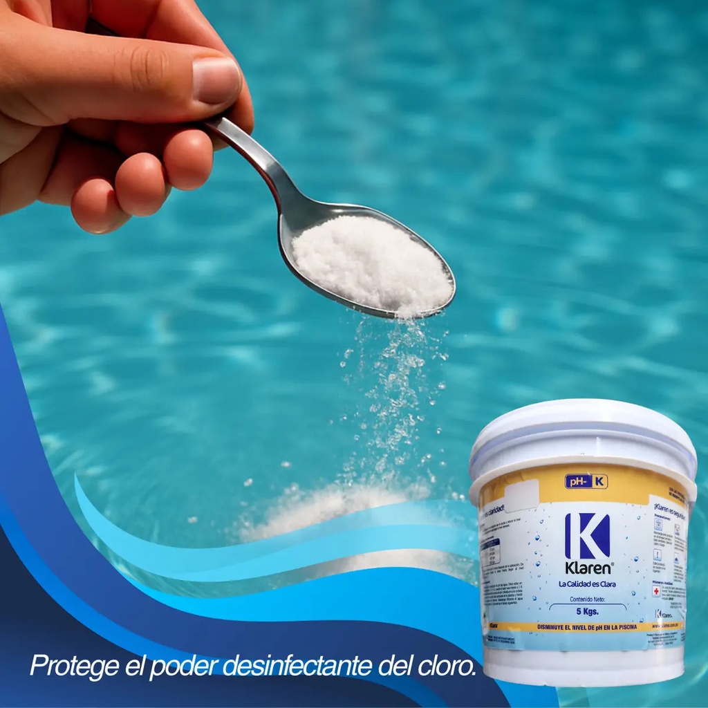 SOLO MELI SUR - REDUCTOR DE PH KLAREN 5 KG PARA ALBERCA DISMINUYE ALCALINIDAD TOTAL BLANCO