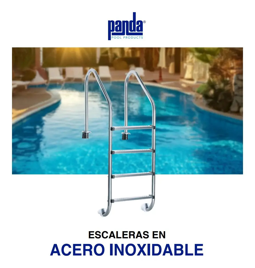 SOLO MELI - ESCALERA PARA PISCINAS EN ACERO INOXIDABLE PANDA 3 PELDAÑOS