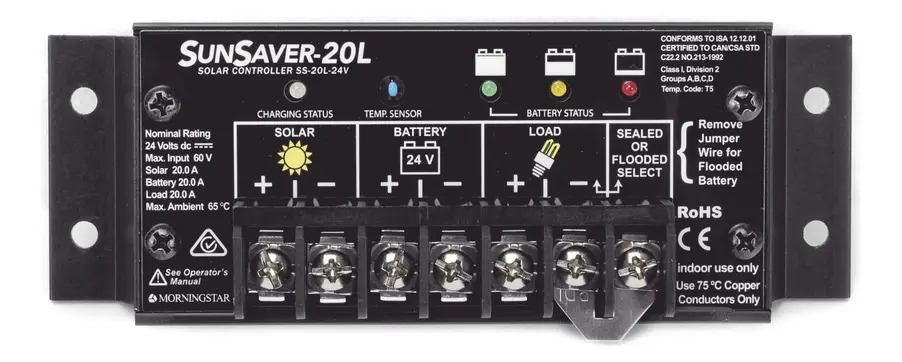 SOLO MELI - CONTROLADOR DE CARGA Y DESCARGA SUNSAVER, 20 A, 12 VCD