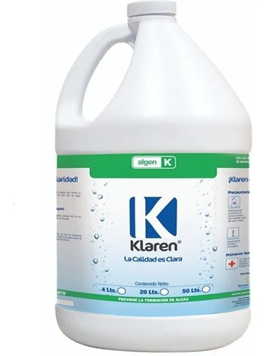 SOLO MELI - ALGICIDA ALGEN KLAREN 4 LTS PARA ALBERCAS ELIMINA ALGAS
