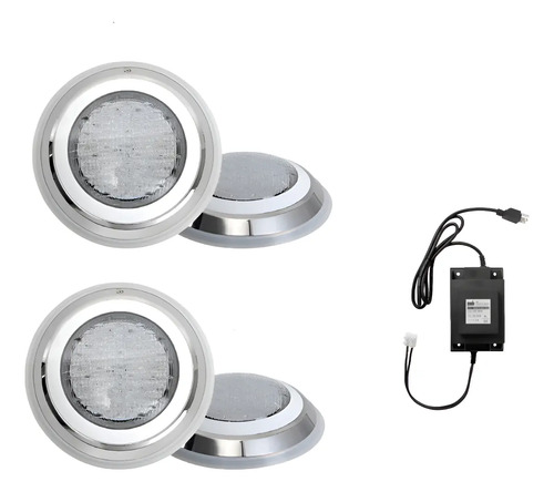 SOLO MELI - 4 LAMPARA LED RGB PISCINA DELUXE 7 WATTS, 12 VC + TRANSFORMA