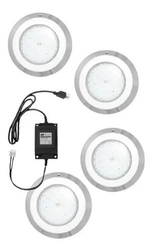 SOLO MELI - 4 LAMPARA LED PISCINA RGB, 18 W 12 VCA Y TRANSFORMADOR 100W