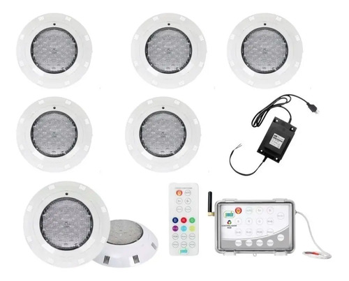SOLO MELI - PAQUETE 7 LAMPARA LED PARA ALBERCA COLORES RGB 18W TRANSFORM