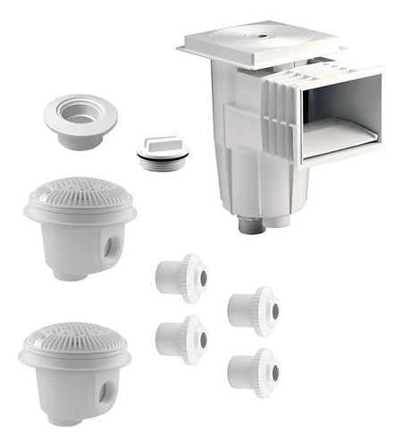 SOLO MELI - KIT DE EMPOTRABLES PARA ALBERCA CON 2 DREN FONDO DESNATADOR