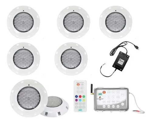 SOLO MELI SUR - PAQUETE 7 LAMPARA LED PARA ALBERCA COLORES RGB 18W TRANSFORM