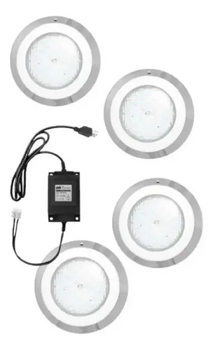 SOLO MELI SUR - 4 LAMPARA LED PISCINA RGB, 18 W 12 VCA Y TRANSFORMADOR 100W